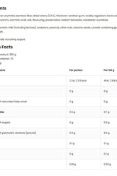 Nutritional information for OstroVit Cherry Flavoured Sauce, detailing ingredients and calories per portion.